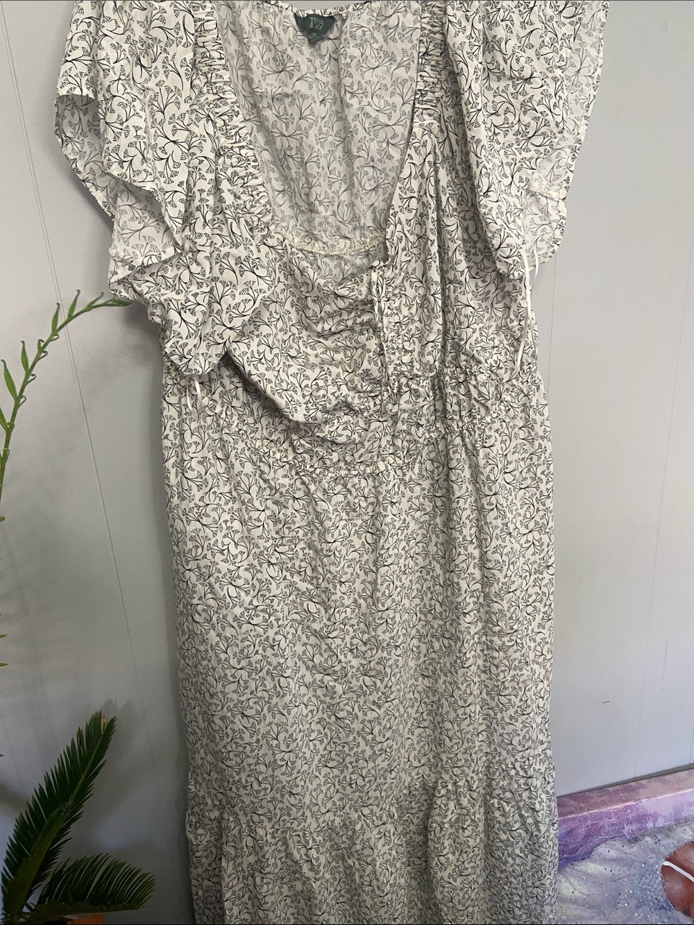 NWOTCottagecore Terra & Sky White and black Floral Ruffle Maxi Dress 3x wore onc